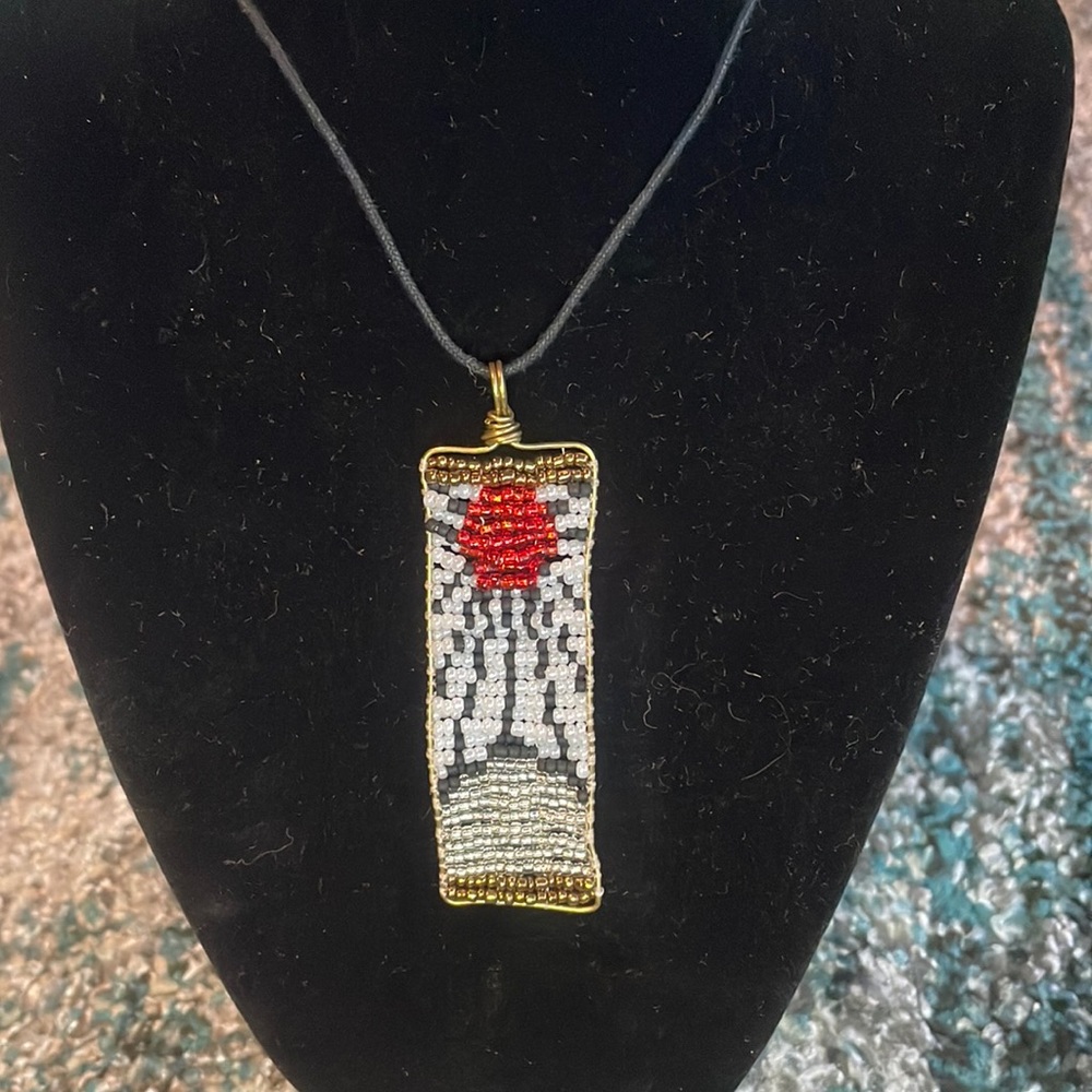 Handmade Demon Slayer Tanjiro hanafuna earrings Necklace glass bead cord